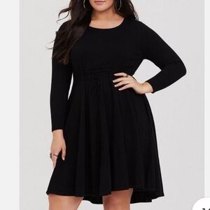 Torrid Long Sleeve Black Corset Front Fit and Flare Dress Size 4